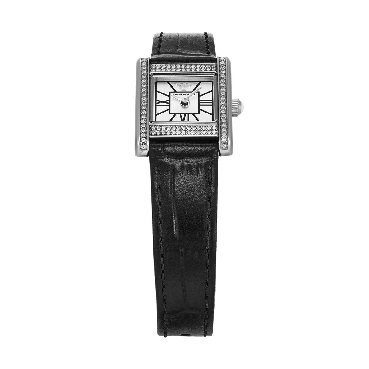 Emporio Armani Genni Silver Dial and Black Leather 20mm Women's Watch | AR11660 | TIME Watches