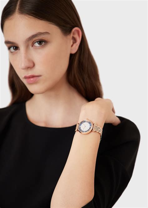Emporio Armani Gianni T-Bar Rose Gold Dial and Rose Gold Stainless Steel 36mm Women's Watch | AR11423
