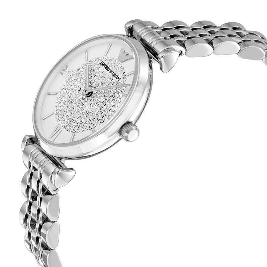Emporio Armani Gianni T-Bar Silver Dial and Silver Stainless Steel 32mm Women's Watch | AR1925