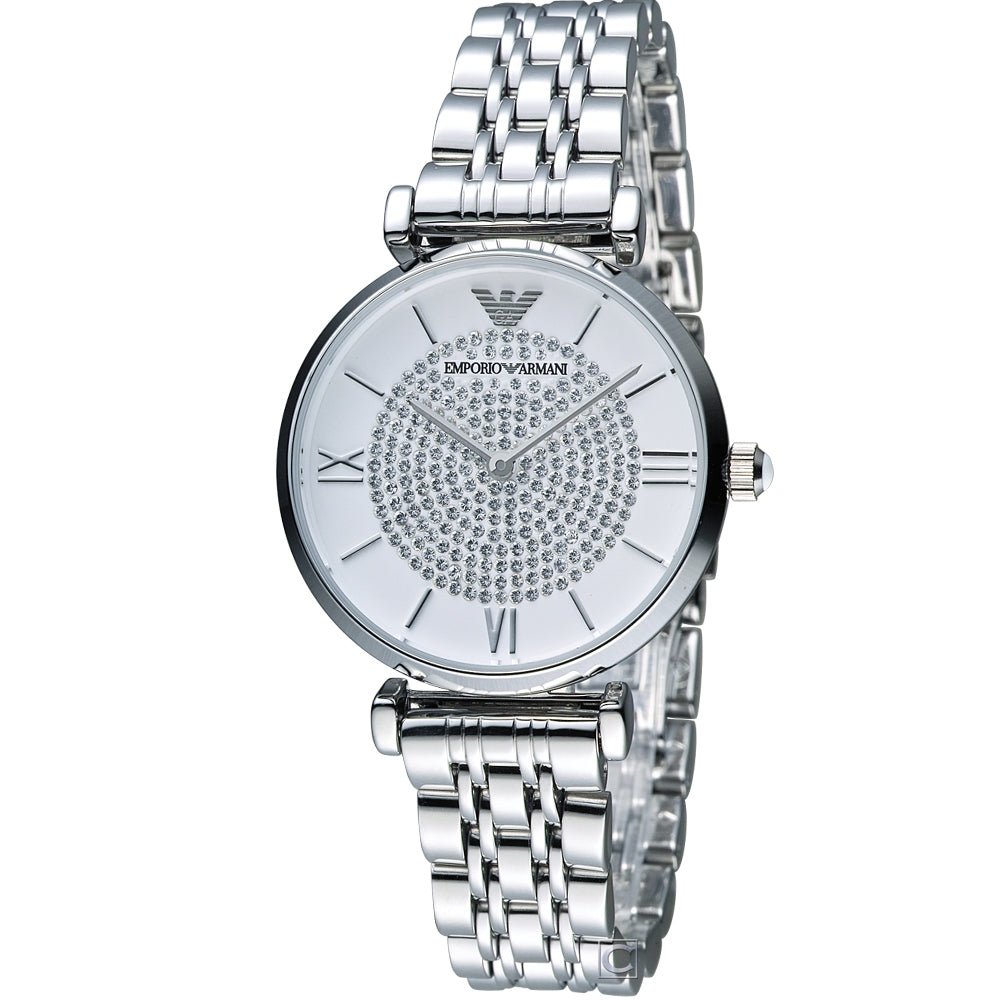 Emporio Armani Gianni T-Bar Silver Dial and Silver Stainless Steel 32mm Women's Watch | AR1925