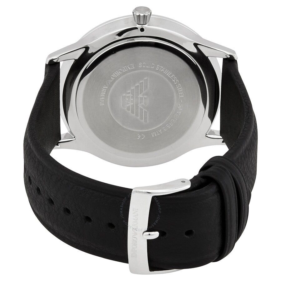Emporio Armani Giovanni Black Dial and Black Leather 44mm Men's Watch | AR11210