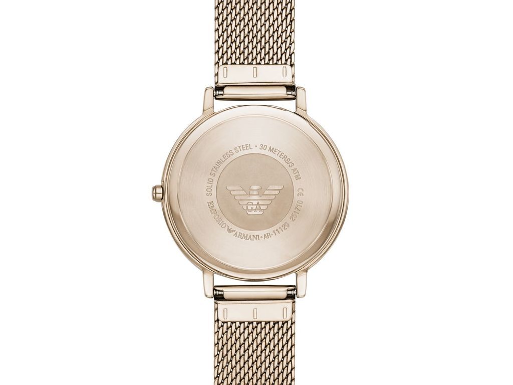 Emporio Armani Kappa Pink Dial and Silver Leather 38mm Women's Watch | AR11129