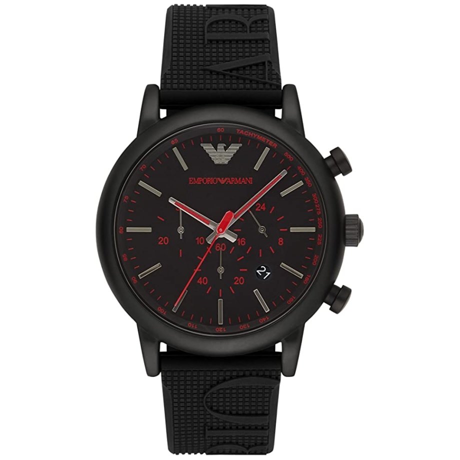 Emporio Armani Luigi Black Dial and Black Leather 44mm Men's Watch | AR11024