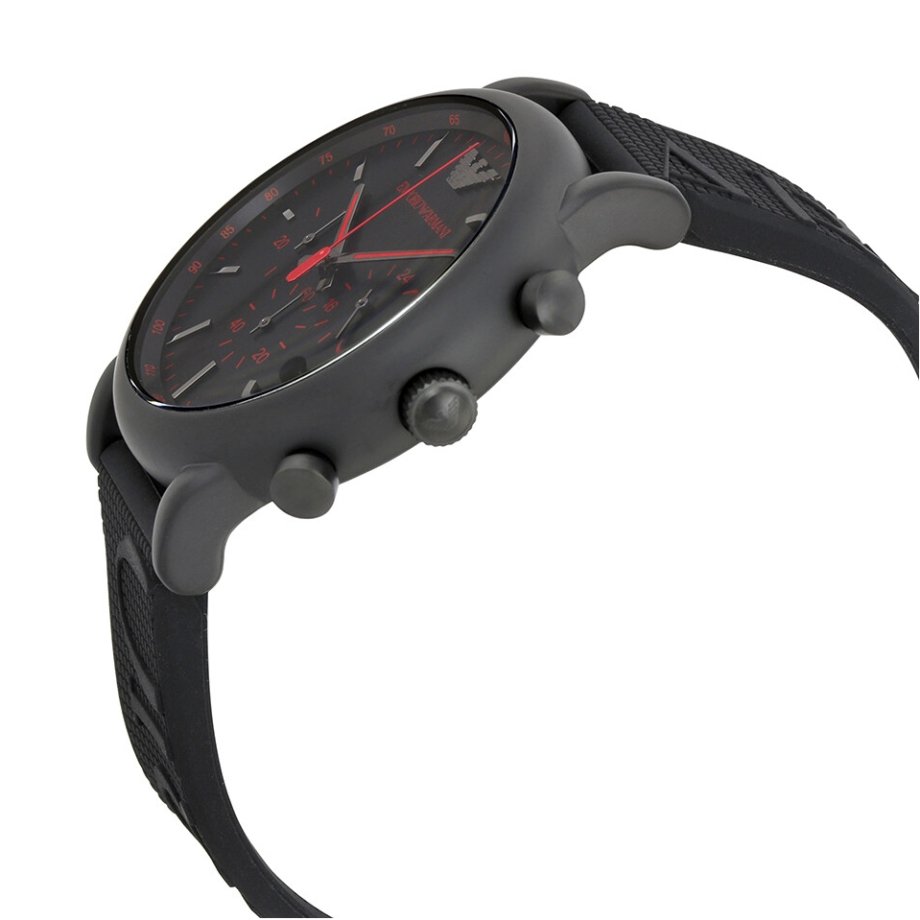 Emporio Armani Luigi Black Dial and Black Leather 44mm Men's Watch | AR11024