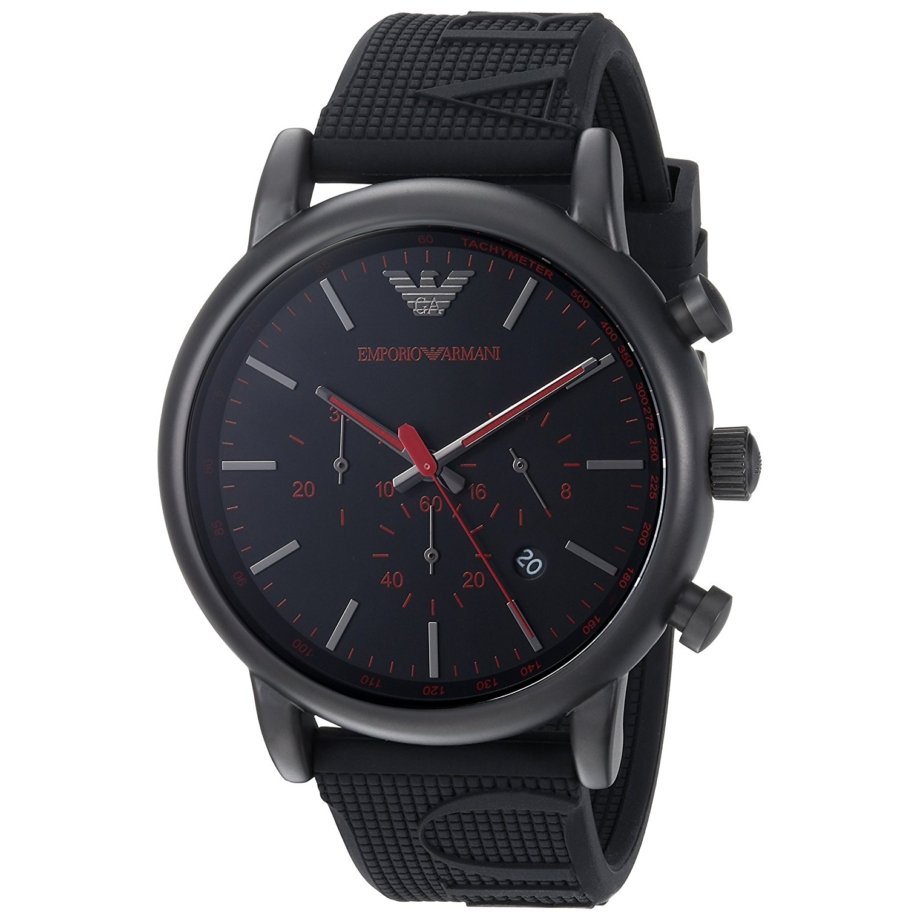 Emporio Armani Luigi Black Dial and Black Leather 44mm Men's Watch | AR11024