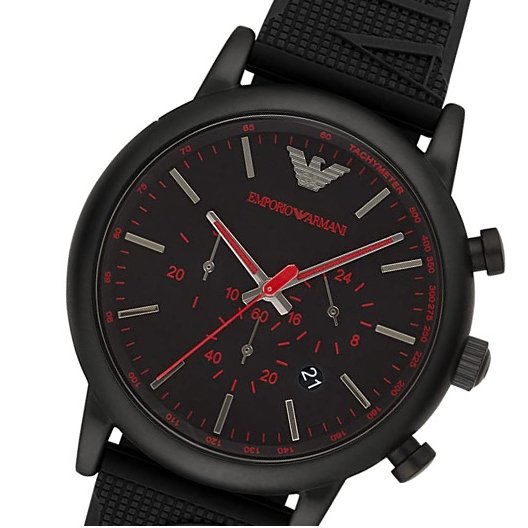 Emporio Armani Luigi Black Dial and Black Leather 44mm Men's Watch | AR11024