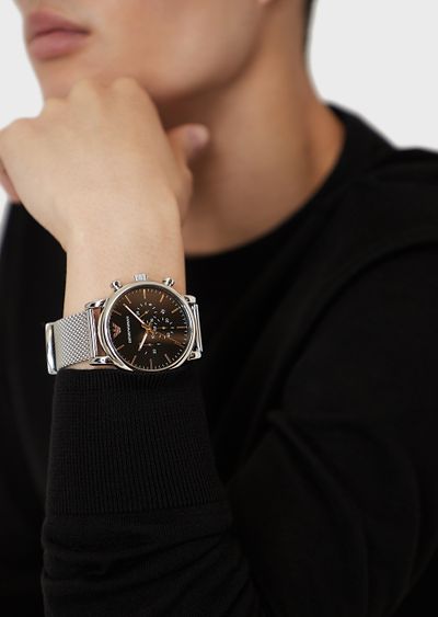 Emporio Armani Luigi Black Dial and Black Stainless Steel 44mm Men's Watch | AR11429
