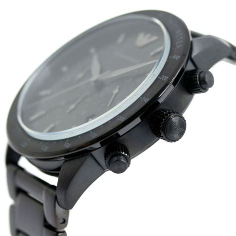 Emporio Armani Mario Black Dial and Black Leather 44mm Men's Watch | AR11242