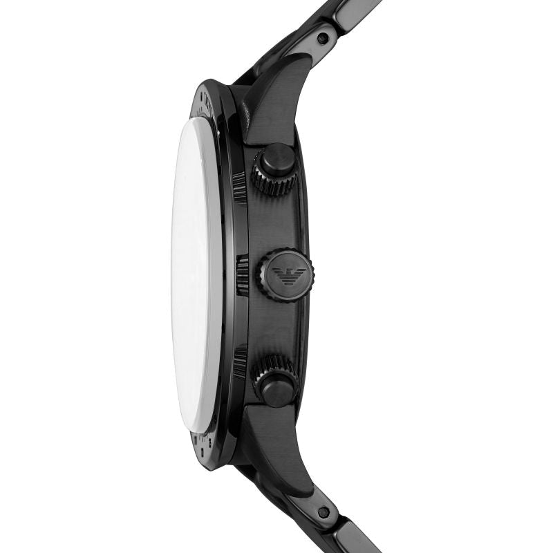 Emporio Armani Mario Black Dial and Black Leather 44mm Men's Watch | AR11242