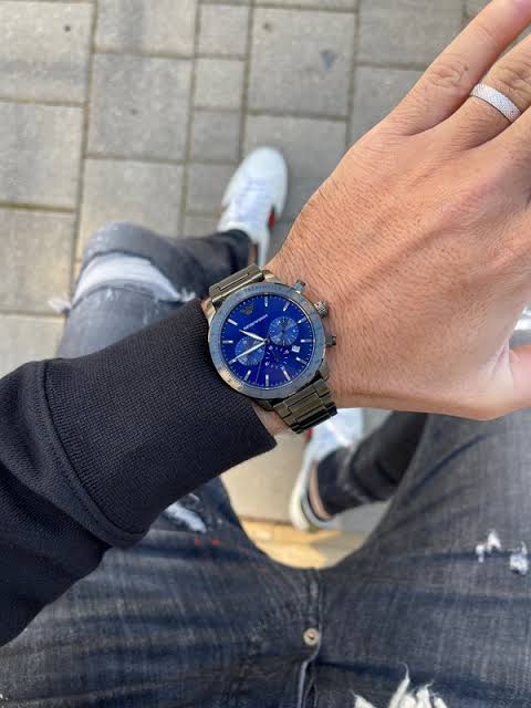 Emporio Armani Mario Gunmetal Dial and Gunmetal Stainless Steel 44mm Watch | AR80045