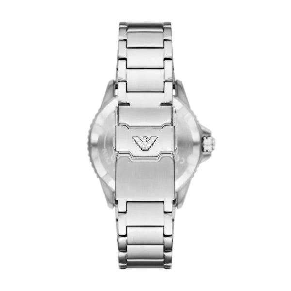 Emporio Armani Chronograph Black Dial and Silver Leather 43mm Men's Watch | AR11698