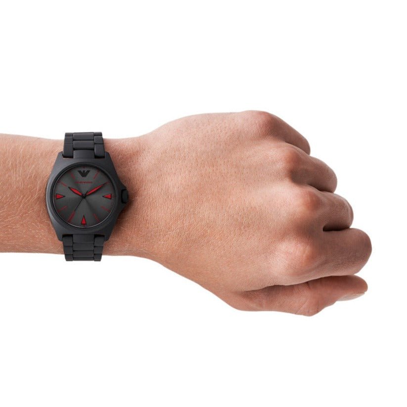 Emporio Armani Nicola Black Dial and Black Leather 43mm Men's Watch | AR11393