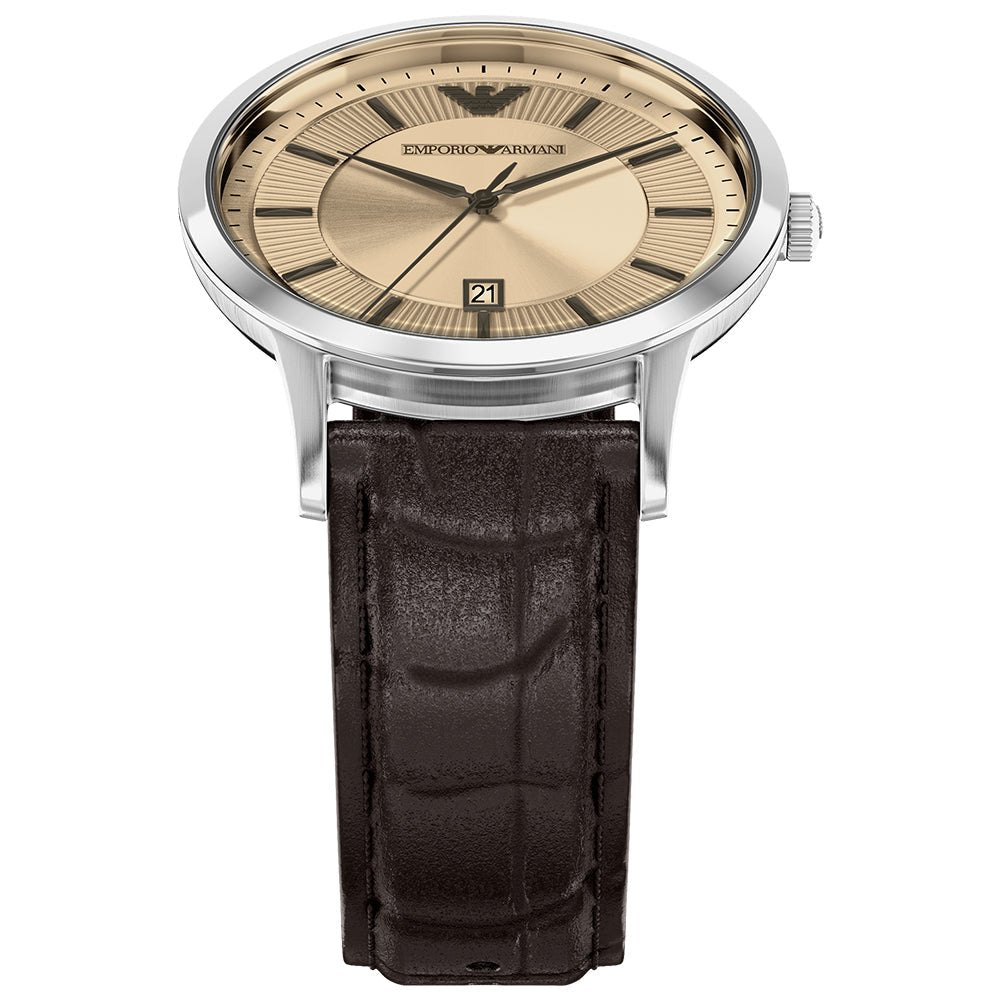 Emporio Armani Renato Gold Dial and Brown Leather 43mm Men's Watch | AR11783 | TIME Watches