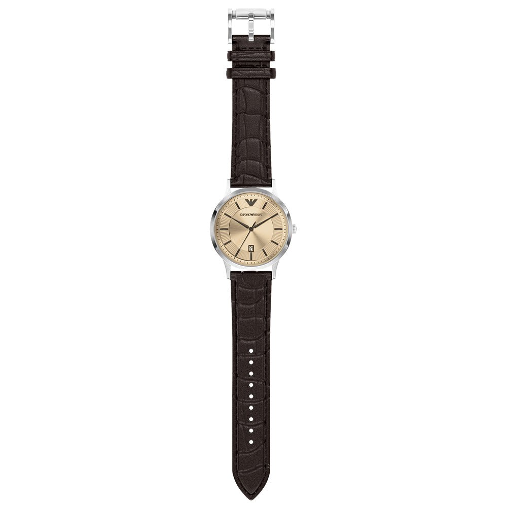 Emporio Armani Renato Gold Dial and Brown Leather 43mm Men's Watch | AR11783 | TIME Watches