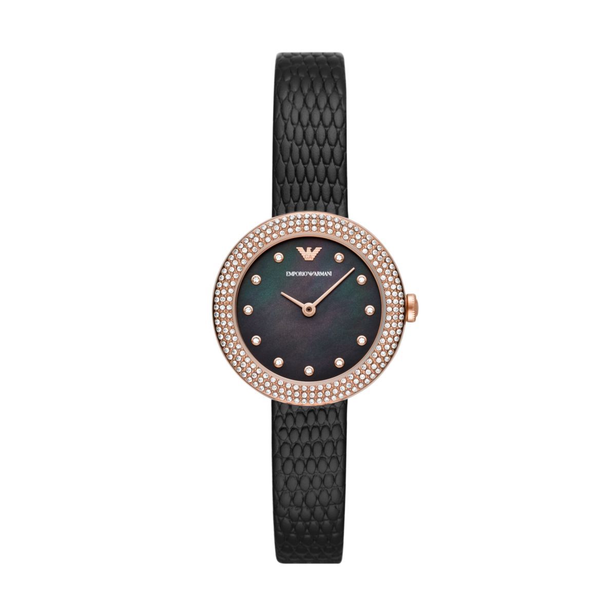 Emporio Armani Rosa Black Dial and Black Leather 38mm Women's Watch | AR11433