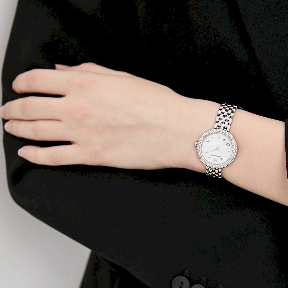 Emporio Armani Rosa Silver Dial and Silver Stainless Steel 30mm Women's Watch | AR11354