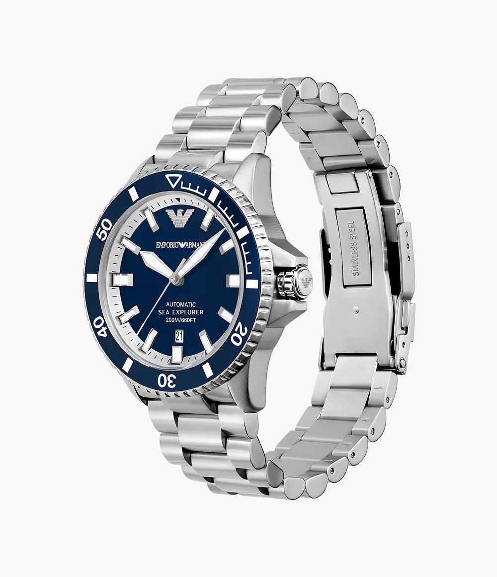 Emporio Armani Sea Explorer Automatic Stainless Steel Men's Watch | AR60079 | Time Watch Specialists