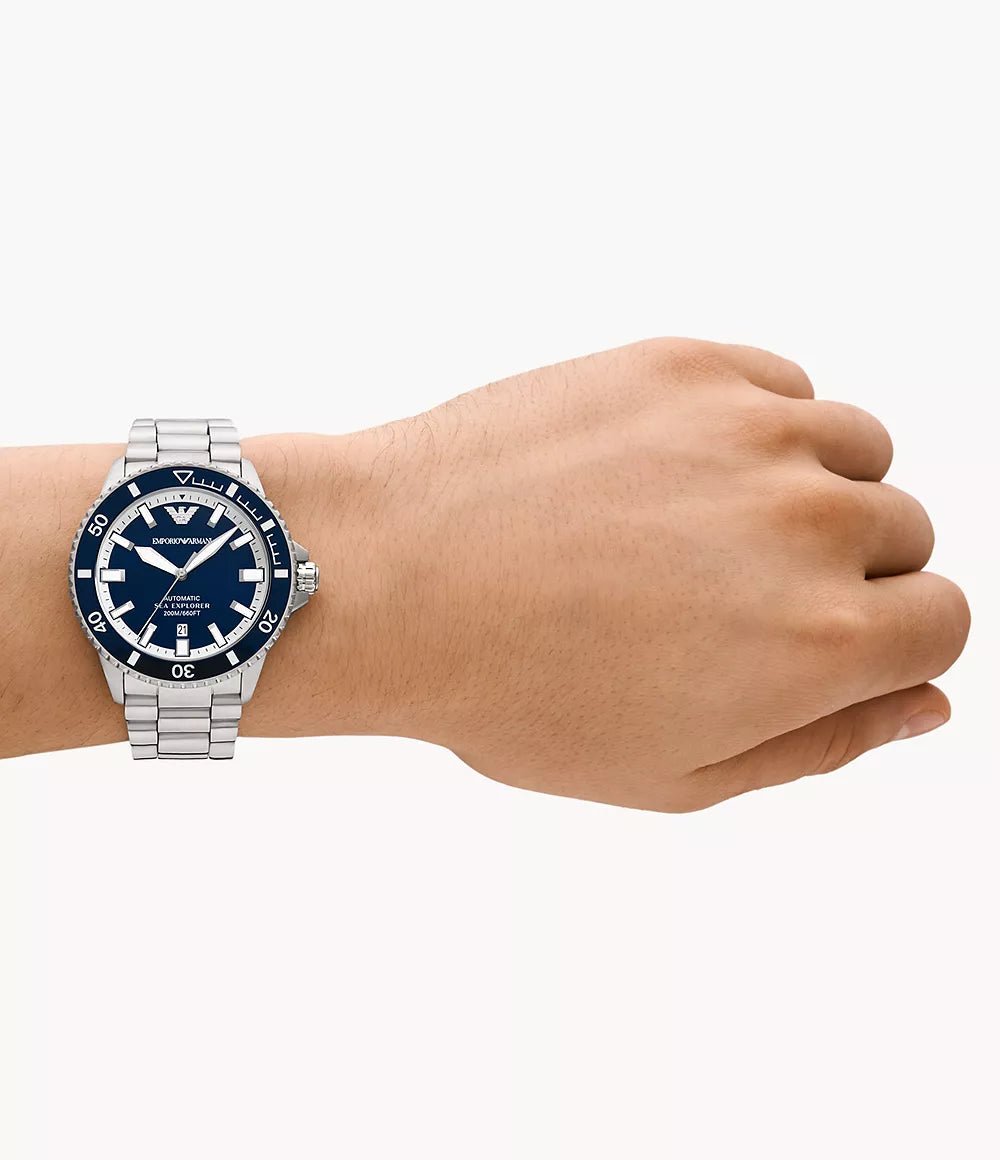 Emporio Armani Sea Explorer Automatic Stainless Steel Men's Watch | AR60079 | Time Watch Specialists