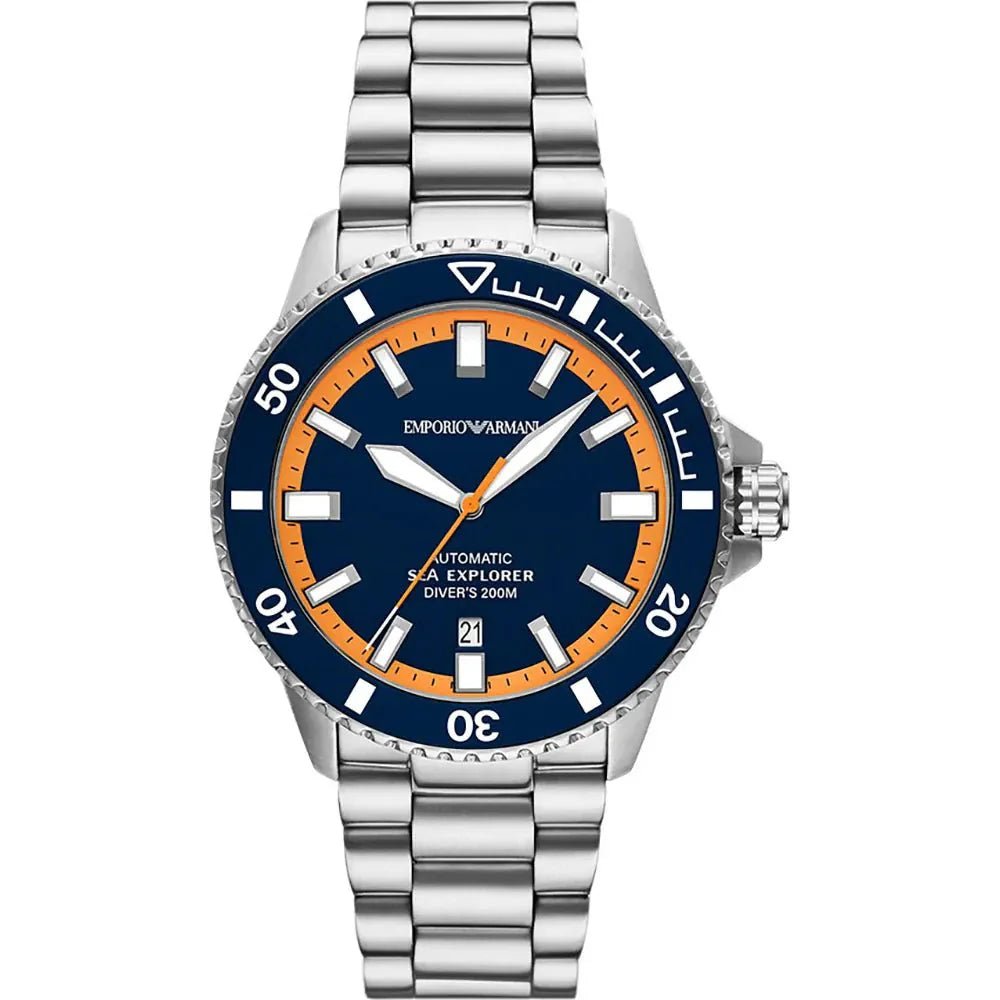Emporio Armani Sea Explorer Blue Dial and Silver Stainless Steel 43mm Men's Watch | AR60090 | TIME Watches