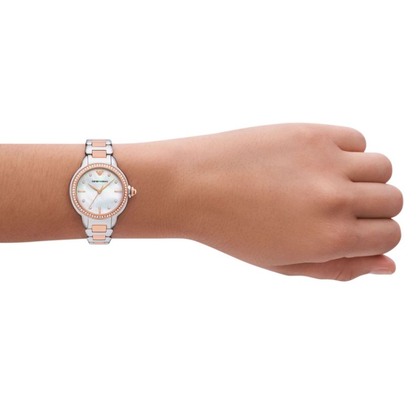 Emporio Armani Classic Mother of Pearl Dial and Gold-Tone Stainless Steel 32mm Women's Watch | AR11569