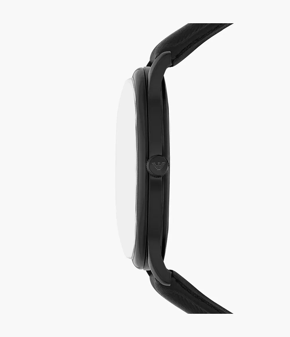 Emporio Armani Minimalist Black Dial and Black Leather 43mm Men's Watch | AR11573