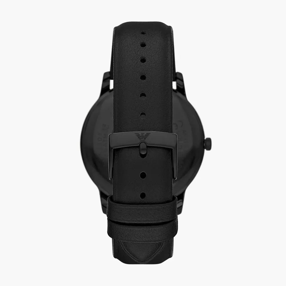 Emporio Armani Minimalist Black Dial and Black Leather 43mm Men's Watch | AR11573