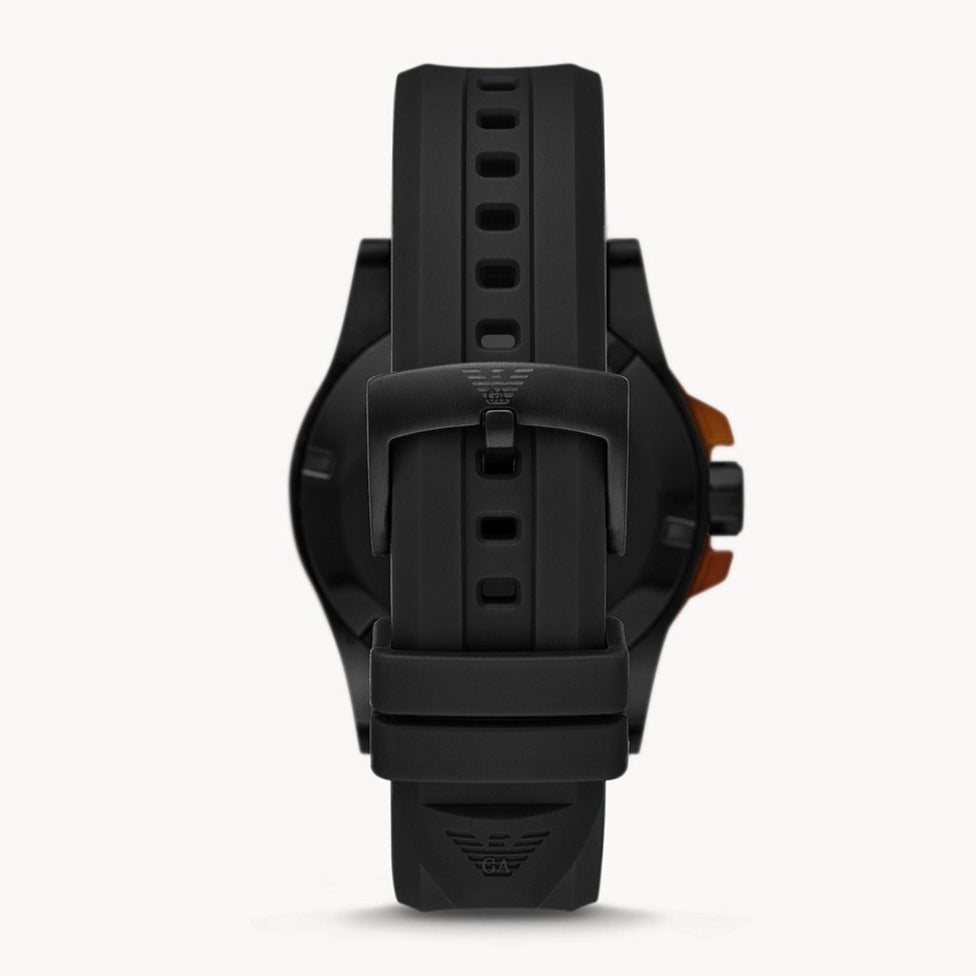 Emporio Armani Luca Black Dial and Black Rubber 44mm Men's Watch | AR11539