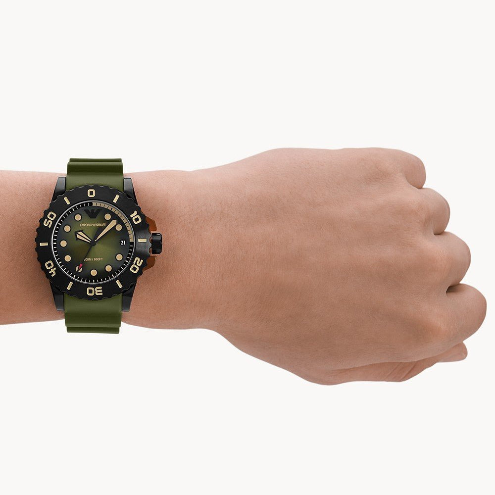 Emporio Armani Luca Black Dial and Black Rubber 43mm Men's Watch | AR11540