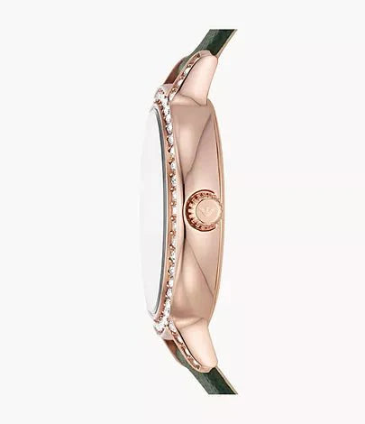 Emporio Armani Classic Mother of Pearl Dial and Green Leather 32mm Women's Watch | AR11577