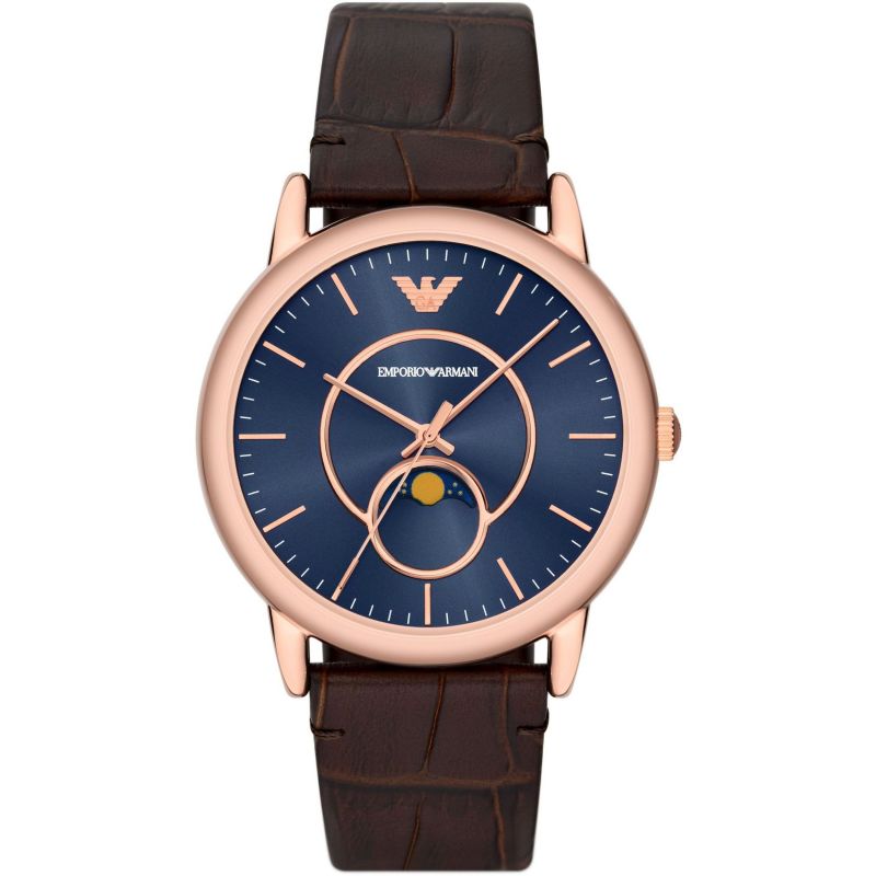 Emporio Armani Claudio Blue Dial and Brown Leather 43mm Men's Watch | AR11566