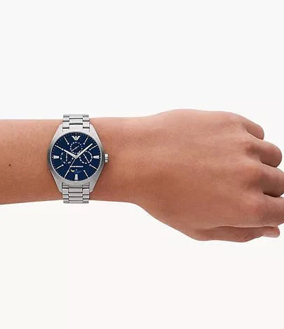 Emporio Armani Claudio Blue Dial and Silver Stainless Steel 43mm Men's Watch | AR11553
