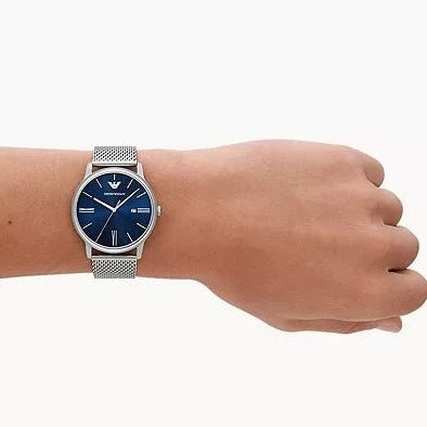 Emporio Armani Matteo Silver Dial and Silver Steel Bracelet Mesh 42mm Men's Watch | AR11571