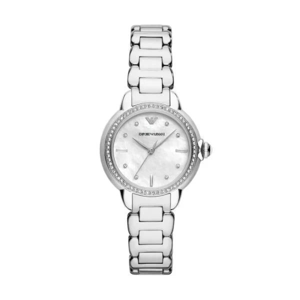 Emporio Armani Classic Silver Dial and Silver Stainless Steel 32mm Women's Watch | AR11596