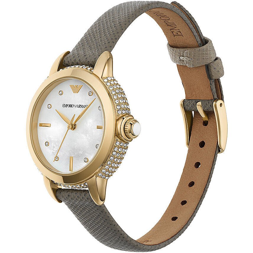 Emporio Armani Classic Silver Dial and Taupe Leather 38mm Women's Watch | AR11526
