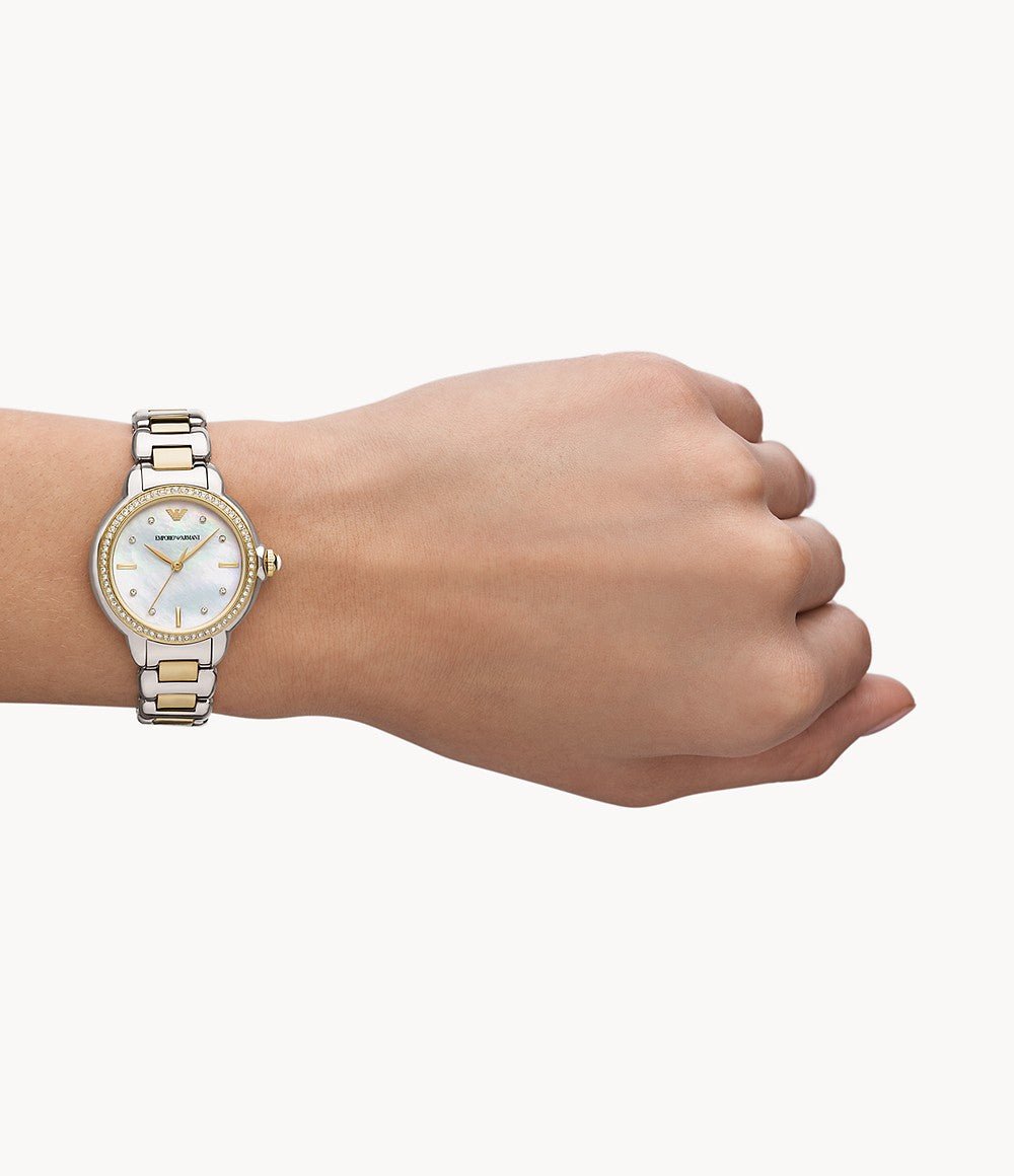 Emporio Armani Classic Silver-Tone Dial and Two-Tone Stainless Steel 32mm Women's Watch | AR11524