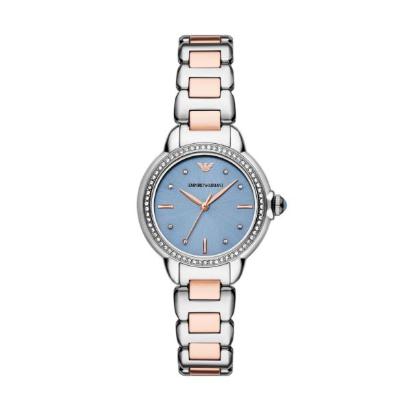 Emporio Armani Classic Rose Gold Dial and Two-Tone Stainless Steel 32mm Women's Watch | AR11597