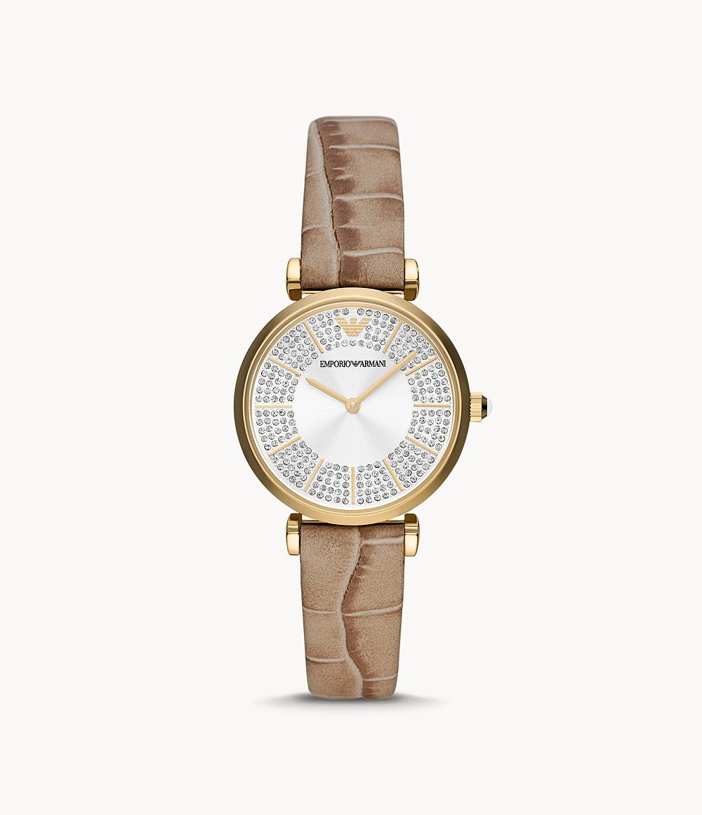 Emporio Armani Classic Taupe Dial and Taupe Leather 32mm Women's Watch | AR11518