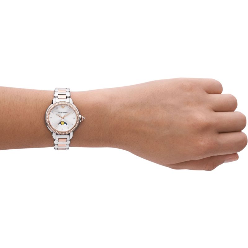 Emporio Armani Classic Silver Dial and Two-Tone Stainless Steel 32mm Women's Watch | AR11567