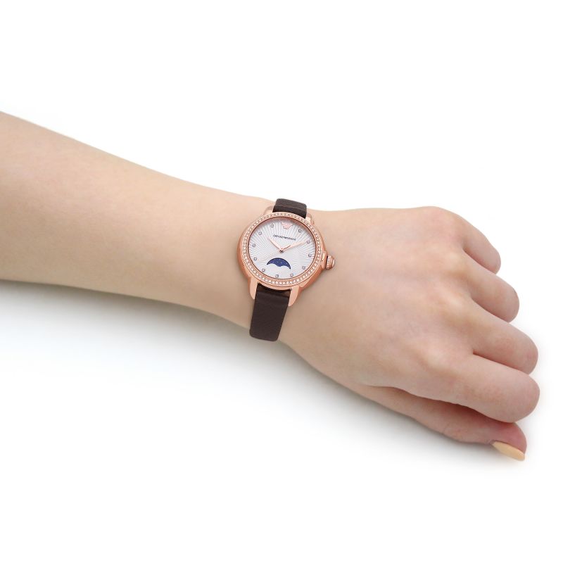 Emporio Armani Classic Mother of Pearl Dial and Silver Leather 32mm Women's Watch | AR11568