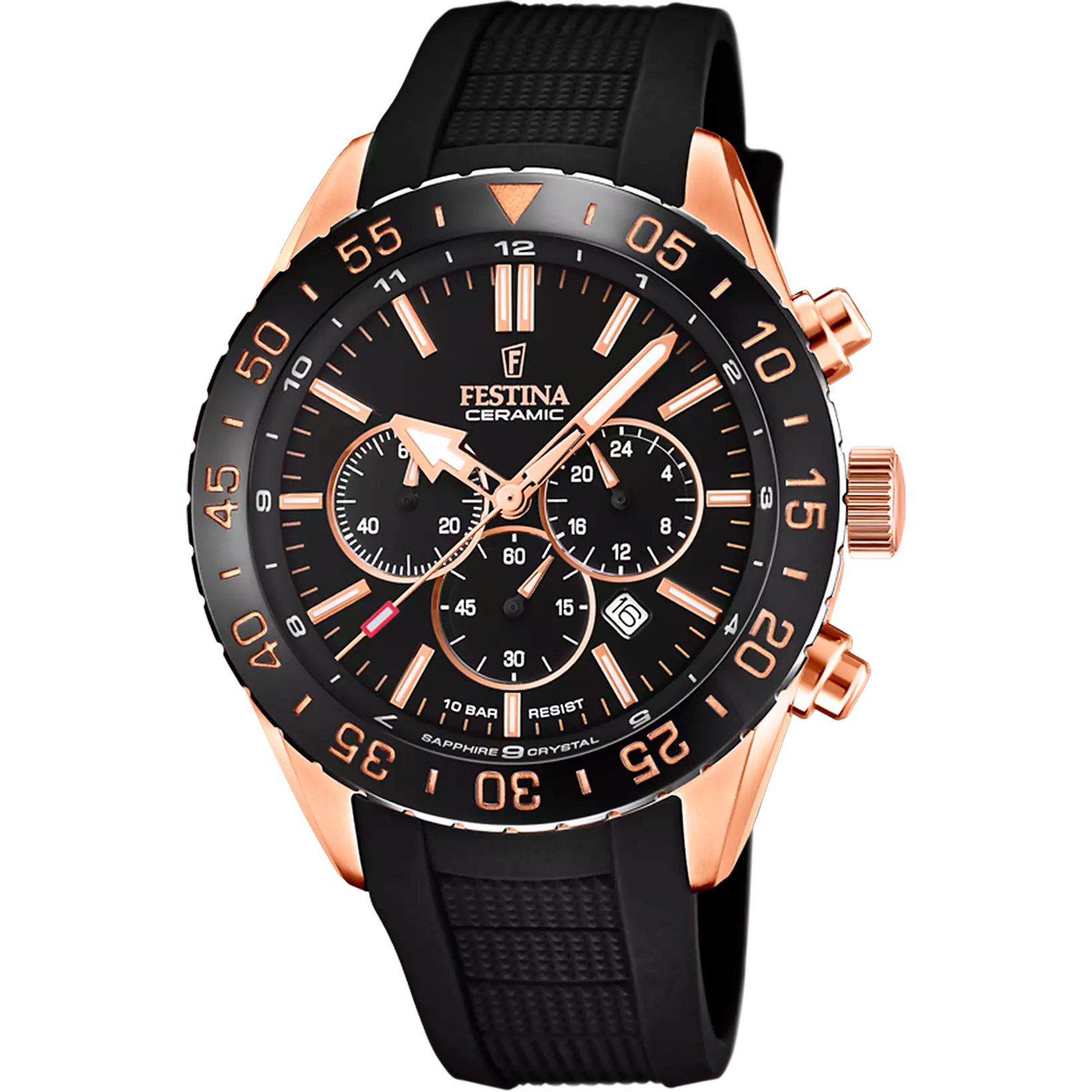 Festina Ceramic Quartz Chronograph Black Rubber Men Watch | F20516/2