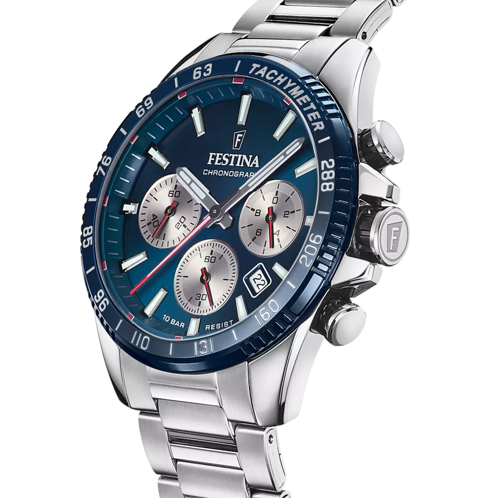 Festina Timeless Chronograph Quartz Blue Dial Stainless Steel Men's Watch | F20560/2