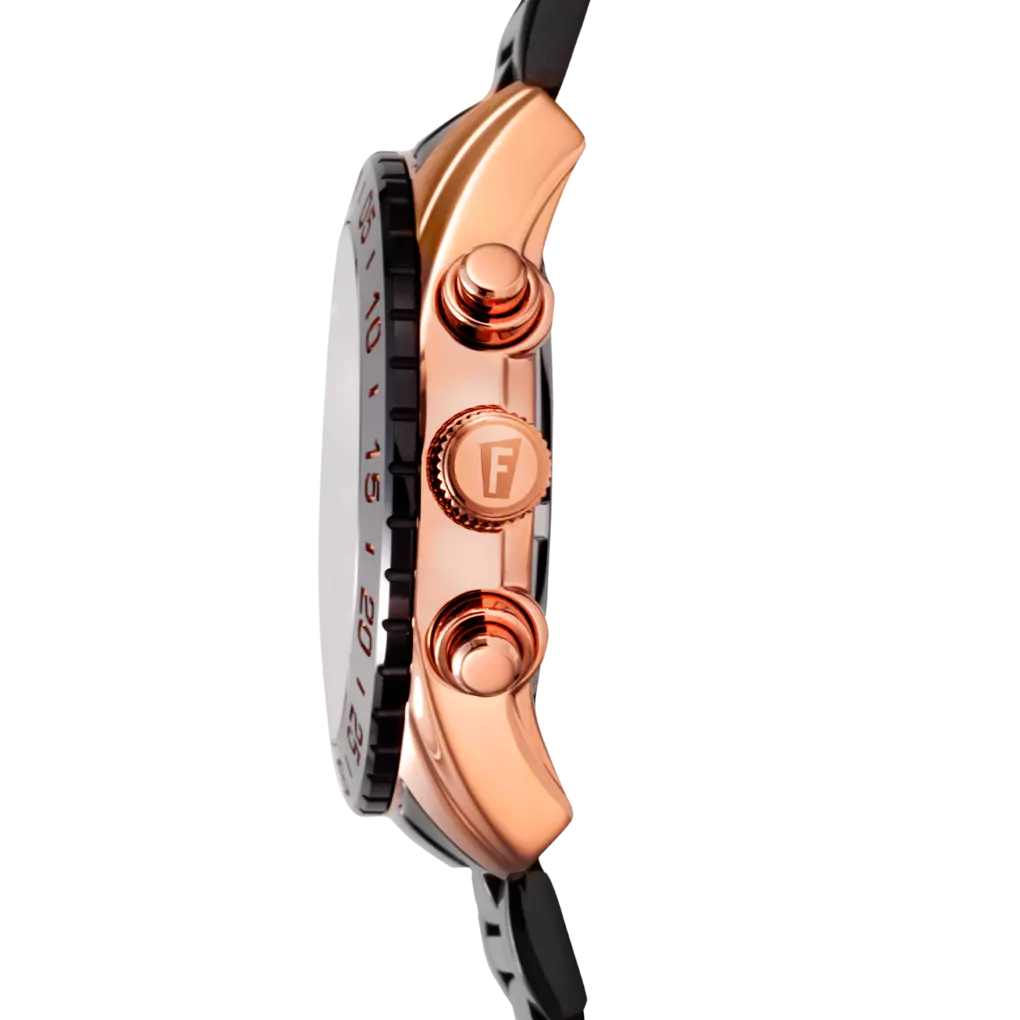 Festina Ceramic Quartz Chronograph Black Rose Gold Subdials Stainless Steel Men's Watch | F20578/1