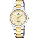Festina Mademoiselle Quartz Silver Grey Dial Gold Roman Numerals Two Tone Rose Gold PVD Stainless Steel Women's Watch | F20618/1
