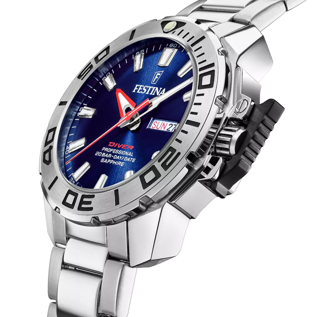 Festina The Originals Quartz Blue Dial Red Minute Hand Stainless Steel Men's Watch | F20665/1