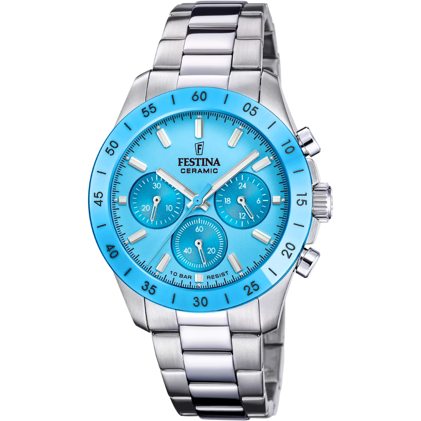 Festina Ceramic Quartz Chronograph Light Blue Stainless Steel Women's Watch | F20693/3