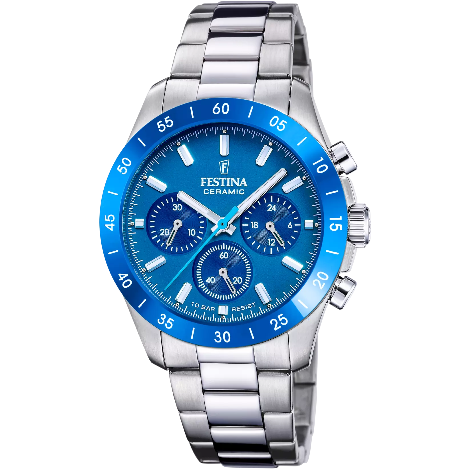Festina Ceramic Quartz Chronograph Blue Dial Stainless Steel Women’s Watch | F20693/4