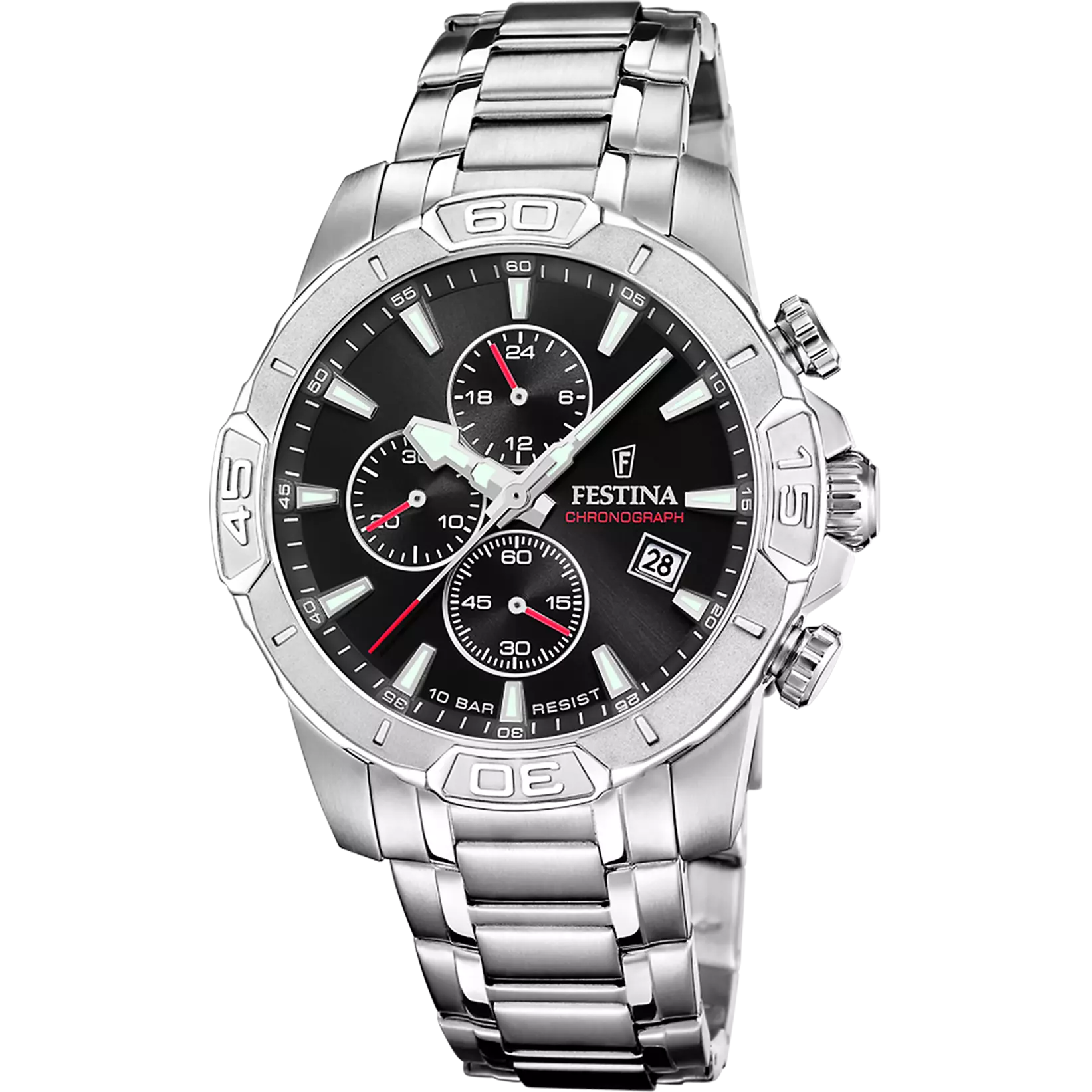 Festina Timeless Chronograph Black Dial Stainless Steel Men's Watch | F20704/3