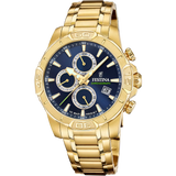 Festina Timeless Chronograph Blue Dial Gold PVD Stainless Steel Men's Watch | F20705/5