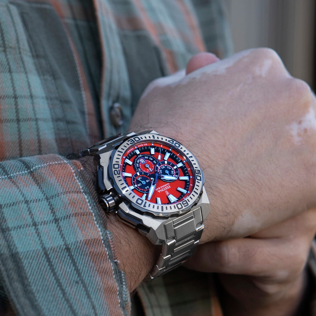 Festina Chrono Bike Quartz Chronograph Red Dial Stainless Steel Men's Watch | F20724/5