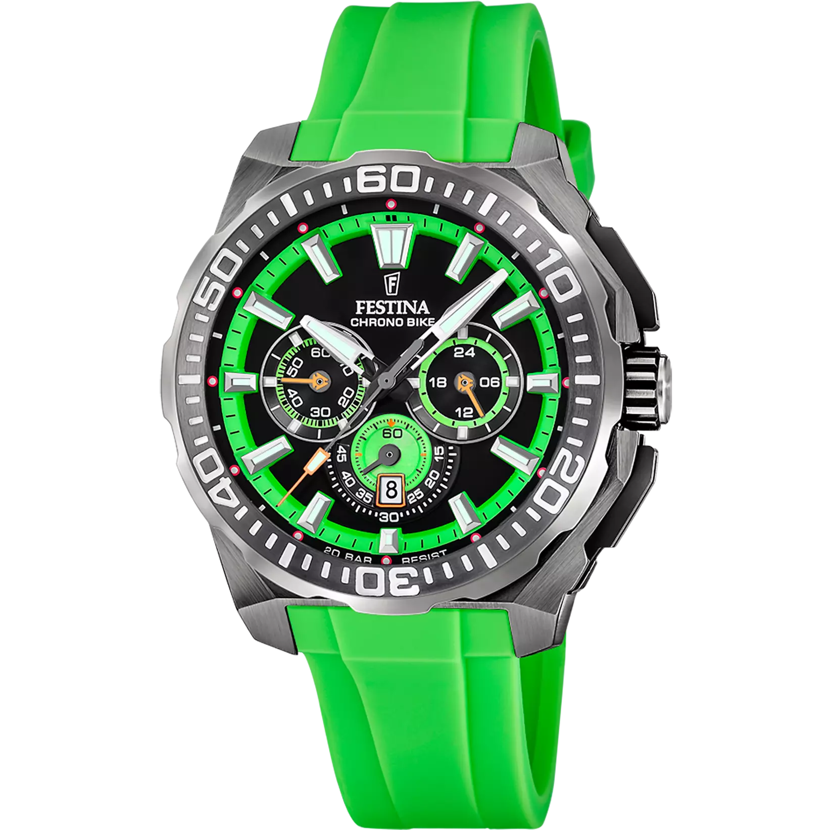 Festina Chrono Bike Quartz Chronograph Green Rubber Men's Watch | F20725/3